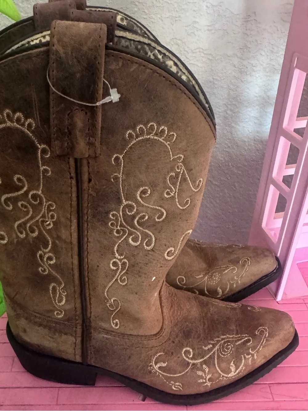 Brown Suede Embroidered Western Cowboy Boots